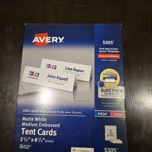 FREE SHIPPING 100 New Avery Medium Embossed Tent Cards Matte White FREE SHIPPING